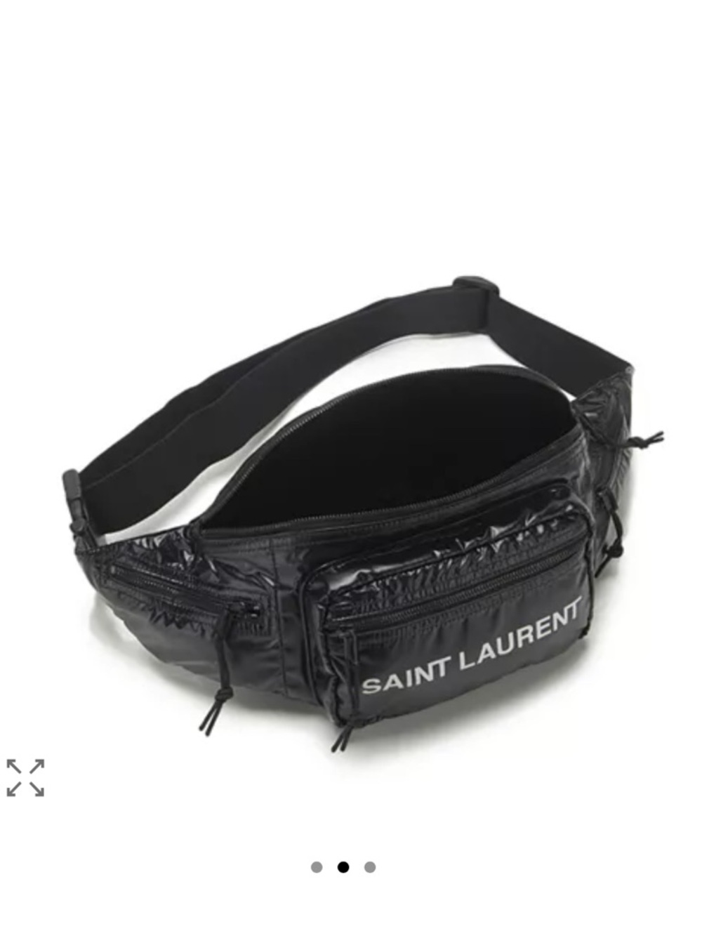 Saint Laurent Black Logo Nylon Belt Bag with Front Pocket - Picture 3 of 6